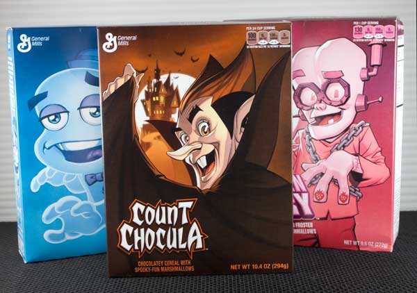 Monster Cereal -- Boo Berry is hiding behind the Count Chocolate.