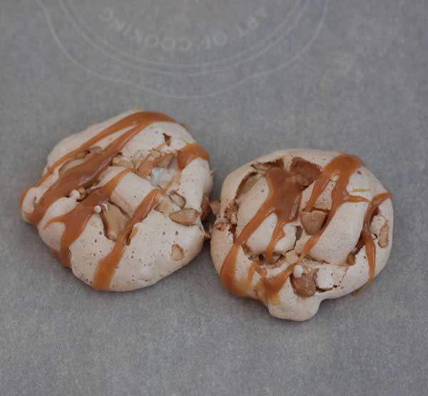 Caramel Cashew Meringue Cookies