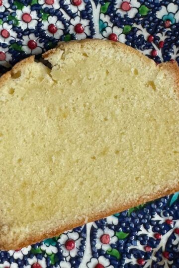 Plugra or Kerrygold Pound Cake made with powdered sugar.