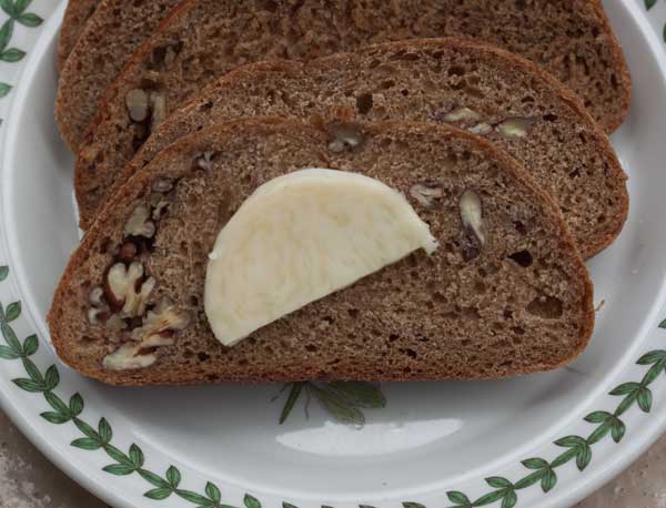 Pecan Beer Bread on a plate