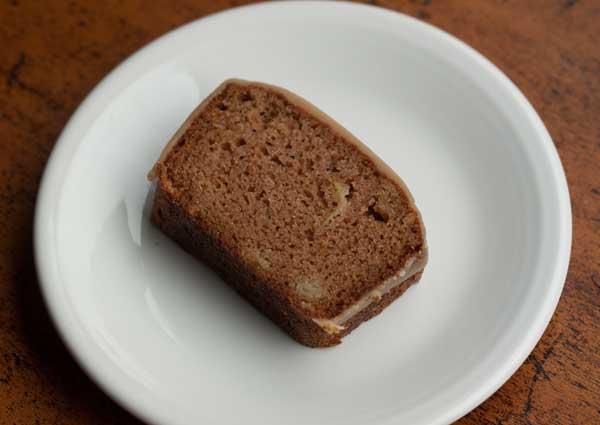 Loaf Pan Applesauce Cake with Caramel Icing