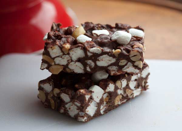 caramel flavored sweetened condensed milk rocky road candy
