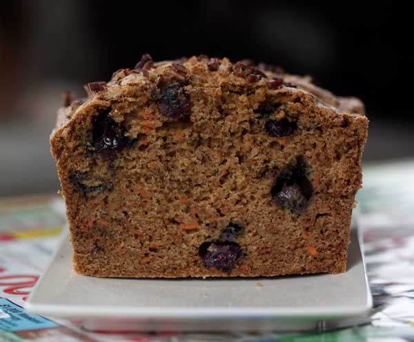 Whole Wheat Carrot and Blueberry Bread