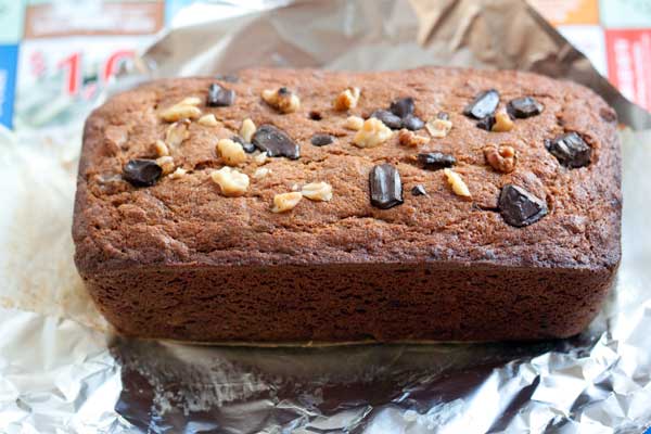 whole wheat chocolate chunk banana bread