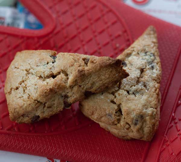 whole wheat pastry flour scones with chocolate chips