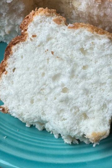 Angel Food Cake recipe halved and baked in a 6-inch removable bottom tube pan.