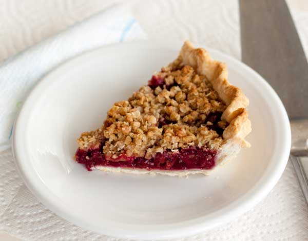 Cherry Crumb Pie made with jarred cherries or Morello.