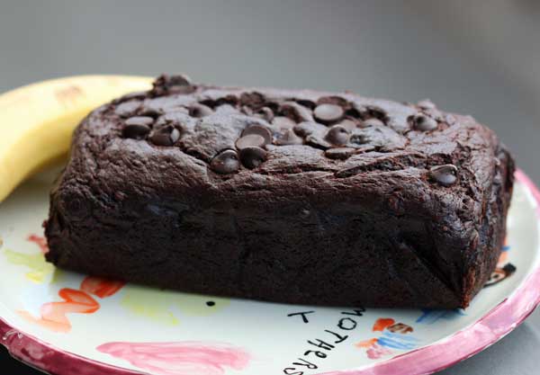 A loaf of Mexican chocolate banana bread