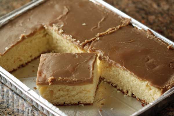 potluck caramel cake with quick caramel frosting.