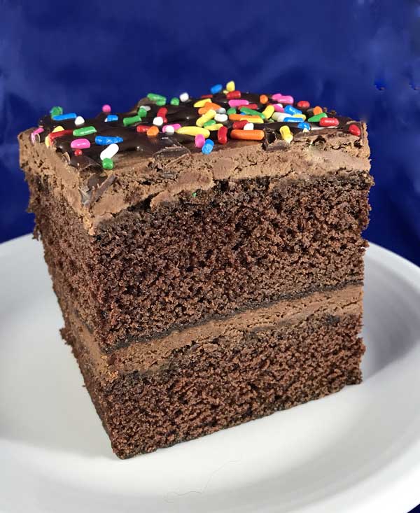 rectangular chocolate layer cake