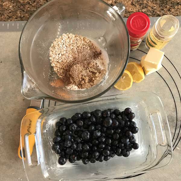 loaf pan blueberry crisp