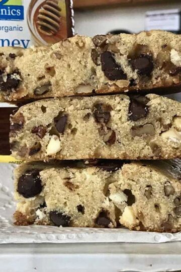 Honey blondies sweetened with only honey and no granulated sugar.