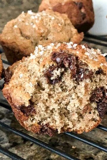 Banana Bean Muffins made with mashed banana and canned Great Northern beans.