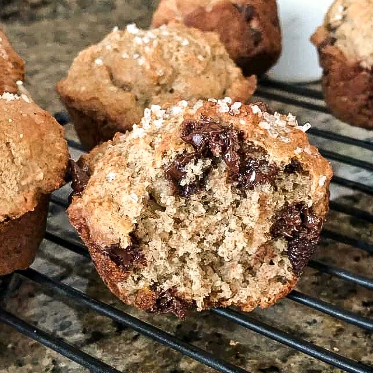 Banana Bean Muffins made with mashed banana and canned Great Northern beans.