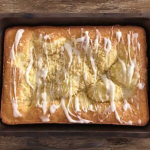 Lemon Streusel Cake with cake mix recipe baked in a 9x13 inch pan