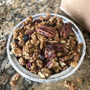 Flax Pecan Granola recipe for gift giving or snacking.