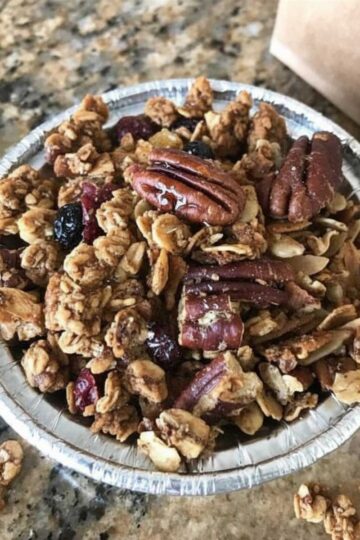 Flax Pecan Granola recipe for gift giving or snacking.
