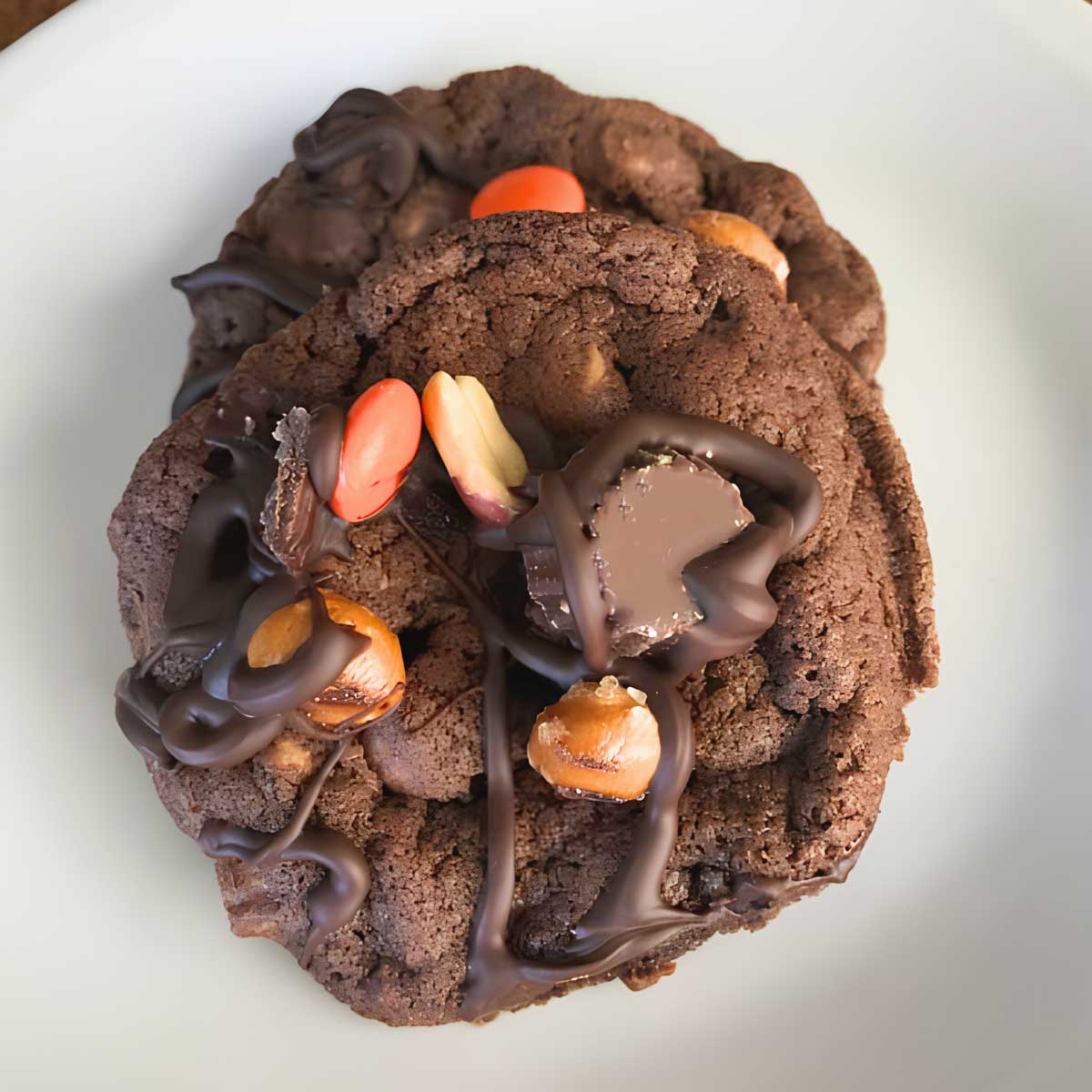 Double chocolate cookies with Reese's Cups