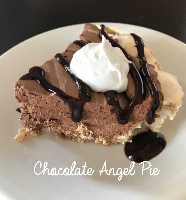 Chocolate Angel Pie with a whipped egg white crust