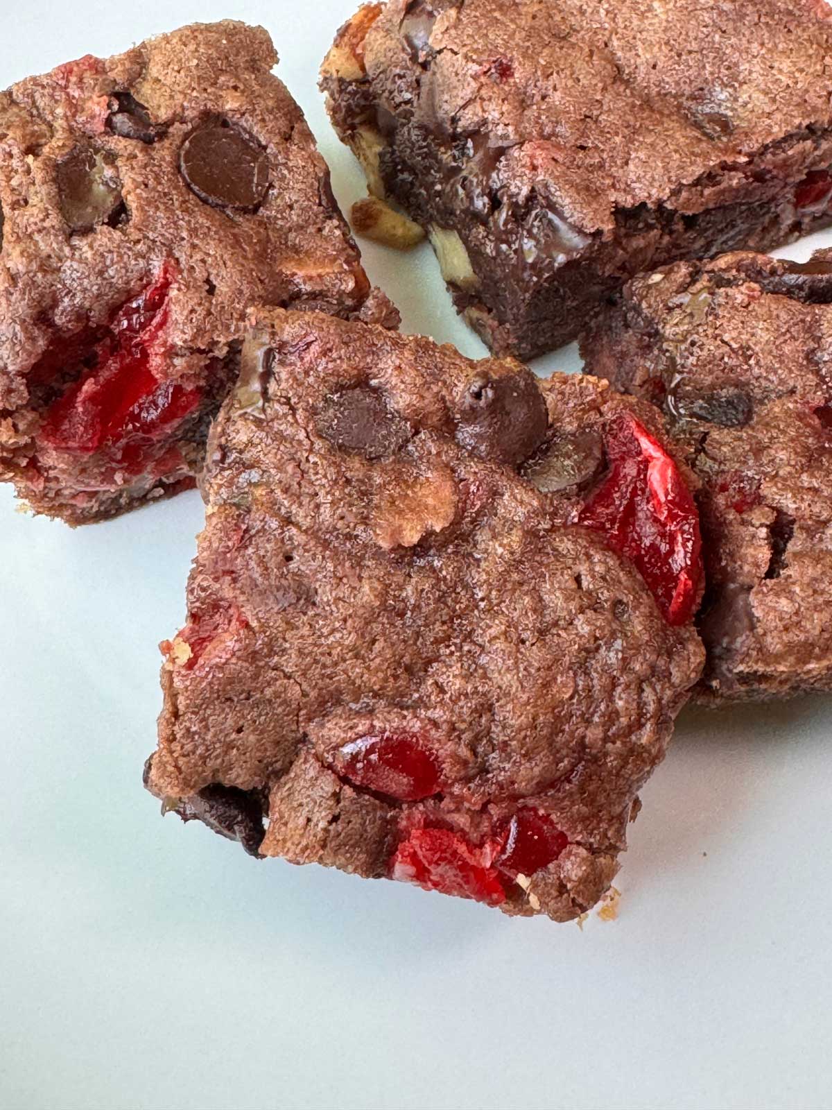 Pistachio Cherry Bars with almonds and chocolate