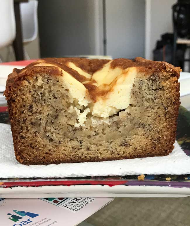 cream cheese swirl banana bread