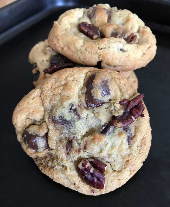 Portioned browned butter chocolate chip cookie dough ready for the freezer.