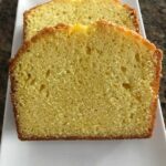 Vanilla Sour Cream Pound Cake flavored with a little McCormick Cake Mix Flavor and baked in a loaf pan.