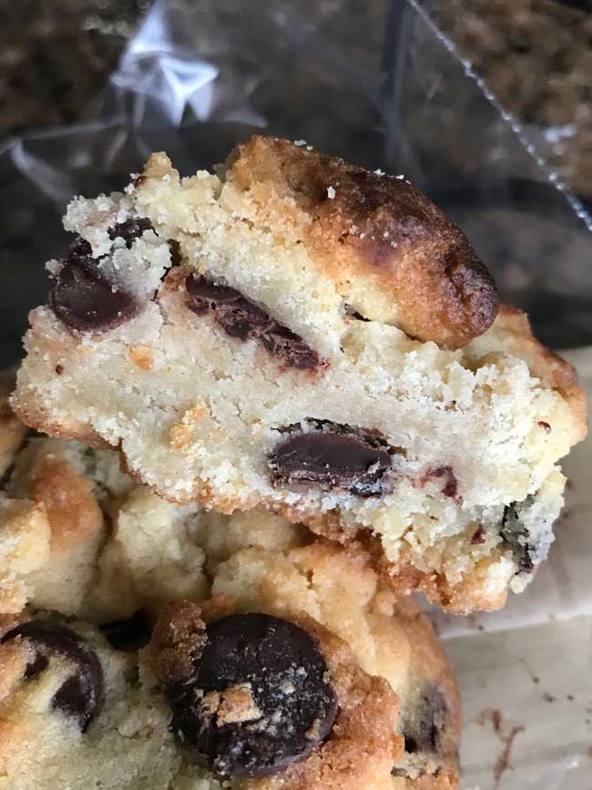 Texture of toaster oven chocolate chip cookies.