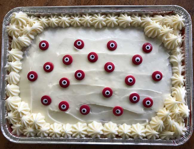 Red Velvet Sheet Cake that I made for Halloween one year.