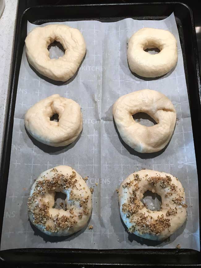 Dough covered with everything bagel seasoning.