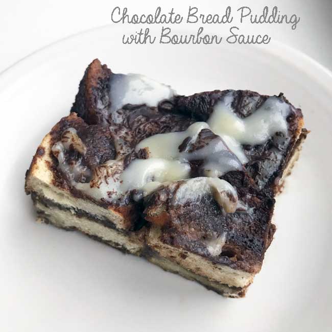 Chocolate Bread Pudding with Bourbon Sauce