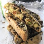 chocolate chunk roasted pistachio oil biscotti