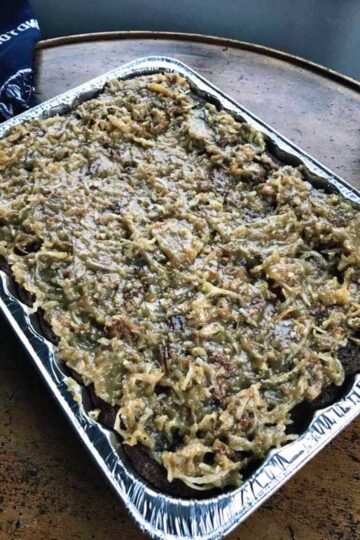 Potluck German Chocolate Cake recipe for a 9x13 inch pan.