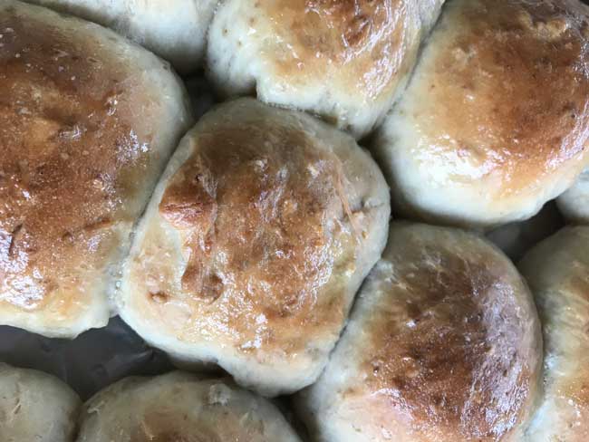 Oatmeal Dinner Rolls with cooked oats in the dough