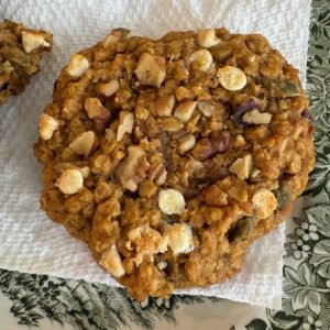 Pumpkin Bread Breakfast Cookies with oats, pumpkin, pumpkin seeds and cranberries.