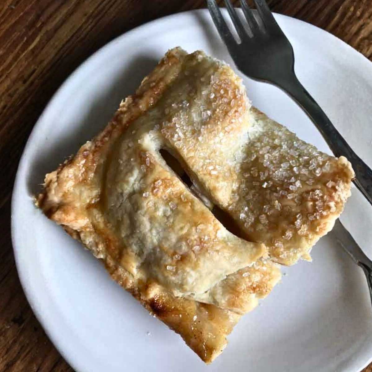 Apple Slab Pie recipe designed for an 11x7 inch brownie pan.