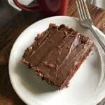 Small Texas Sheet Cake baked in a 7x11 inch pan or brownie pan