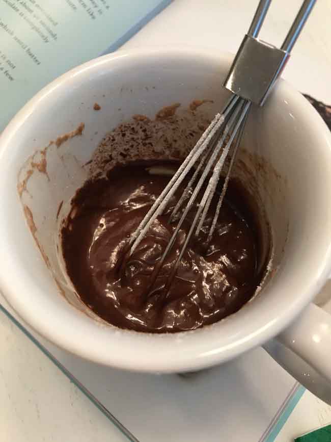 Hot chocolate mug cake recipe in action