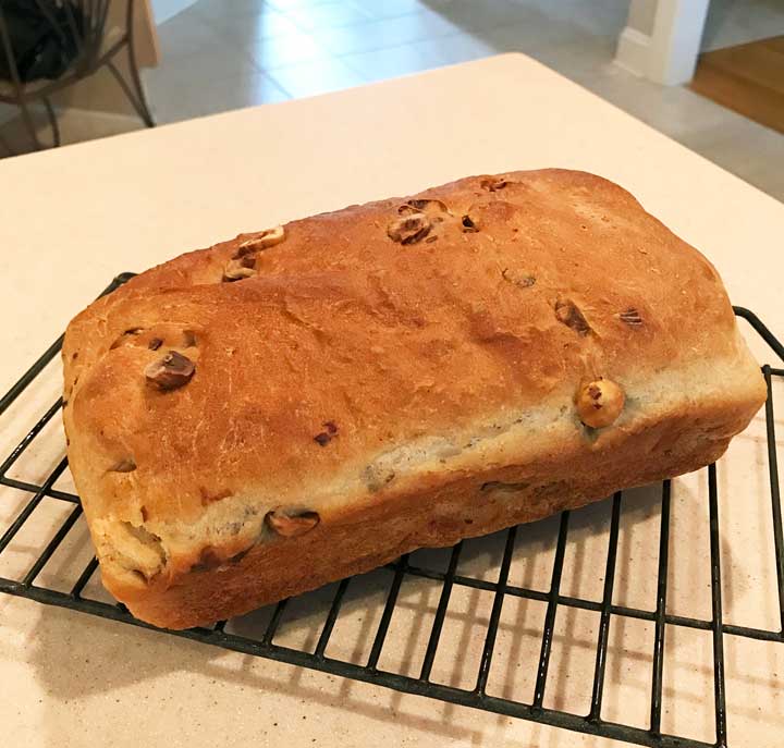 Hazelnut Bread made with yeast