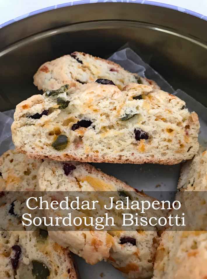 Sourdough Discard Biscotti with Cheddar and Jalapeno