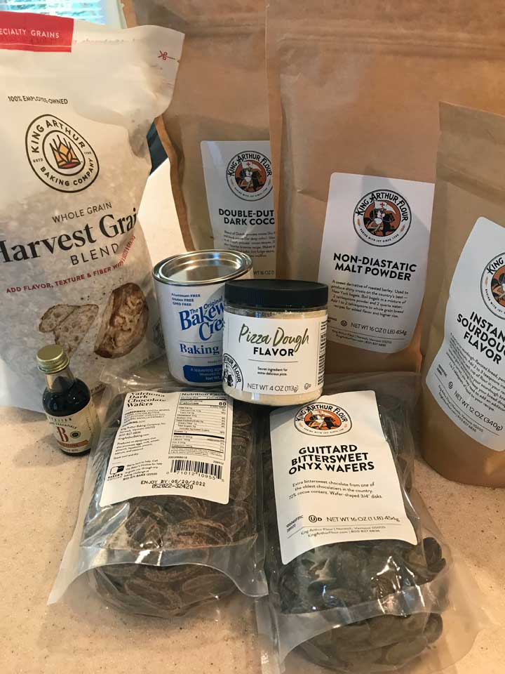 Harvest Grains and other goodies from the King Arthur store in Vermont.