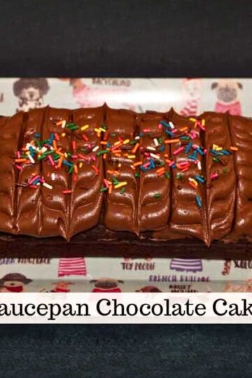 Saucepan Chocolate Cake is a small batch chocolate cake baked in a loaf pan. No mixer required.