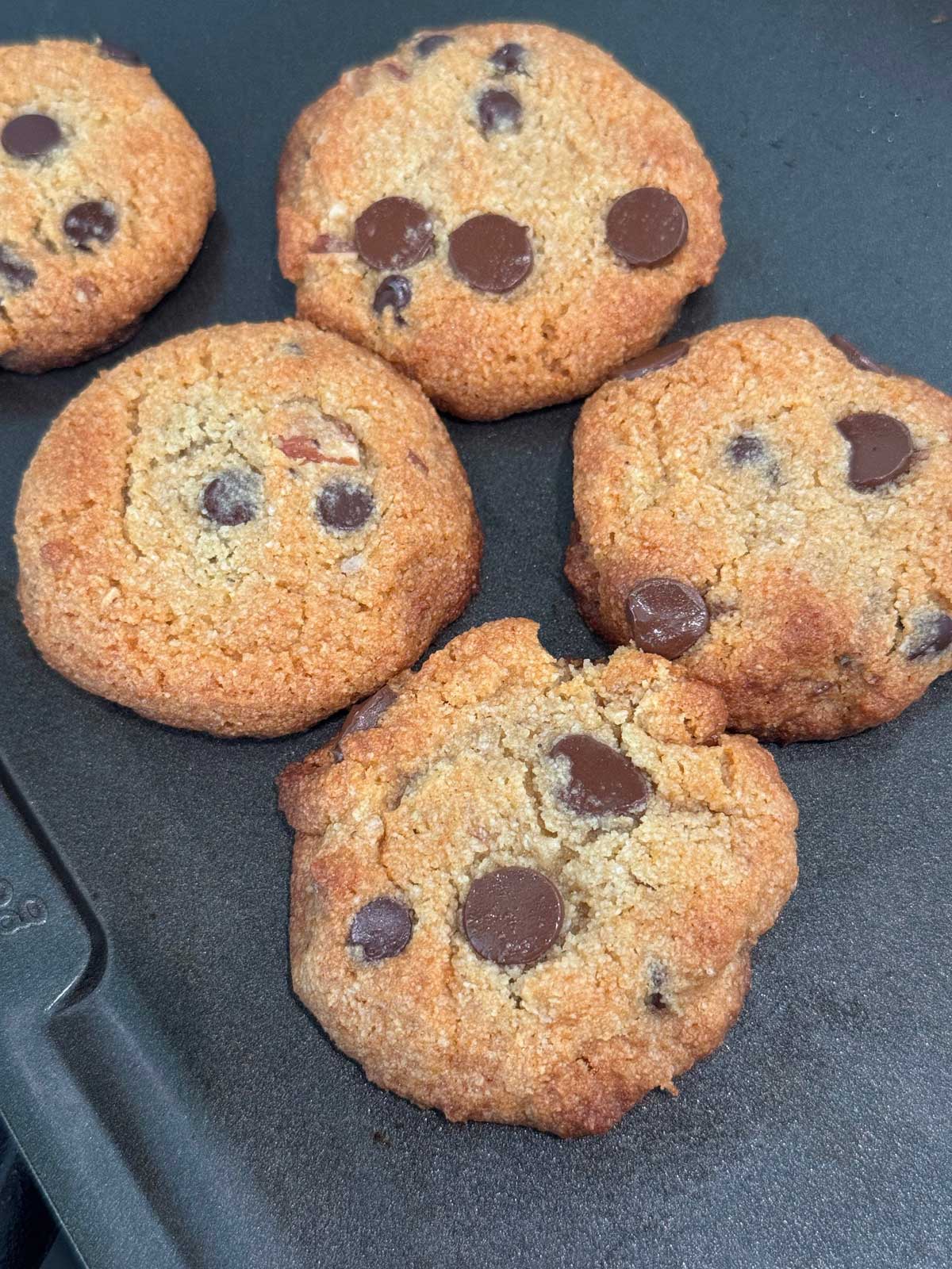 Chocolate chip cookies made with allulose.