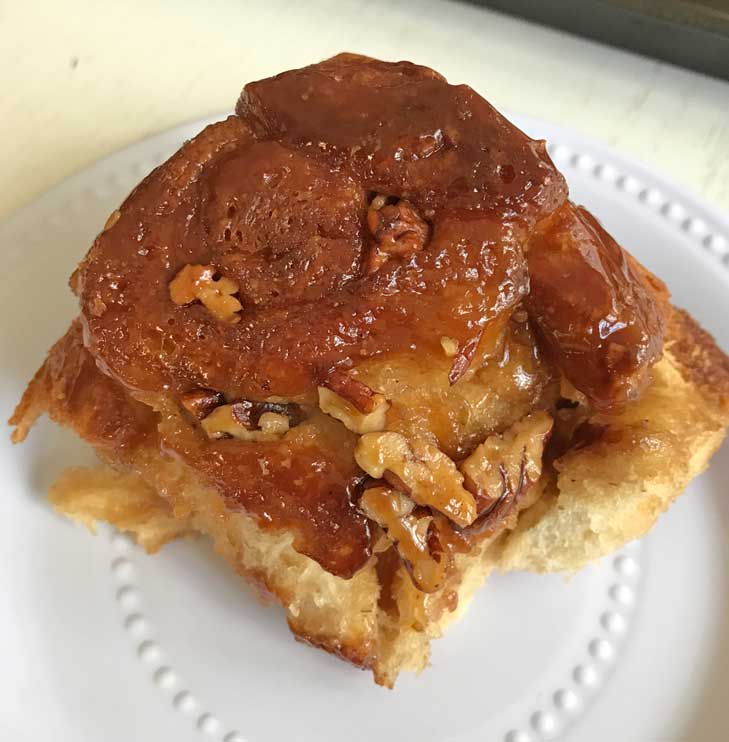 Whole Wheat Caramel Rolls on a plate.