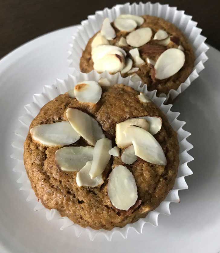 Keto Oat Fiber Muffins in cupcake papers from one of my favorite oat fiber recipes.