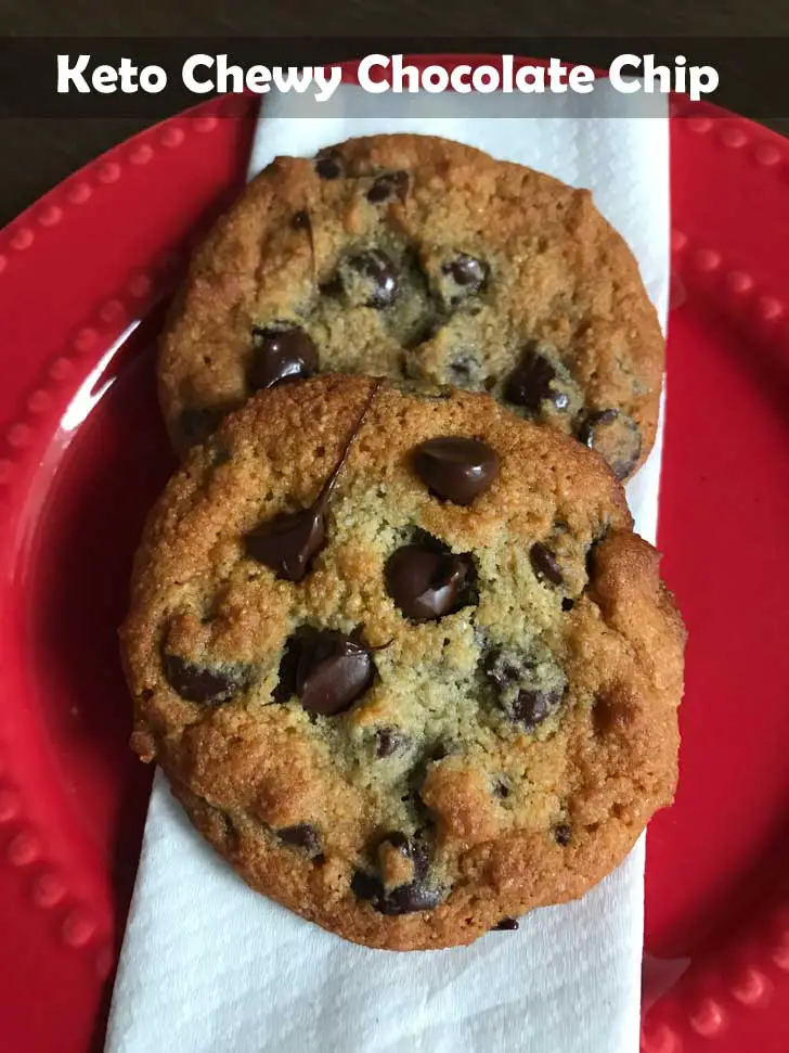 Keto Chewy Chocolate Chip cookies with allulose.