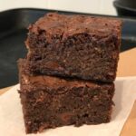 Coconut Flour Brownies baked in a mini sheet pan also known as a ⅛ sheet pan.