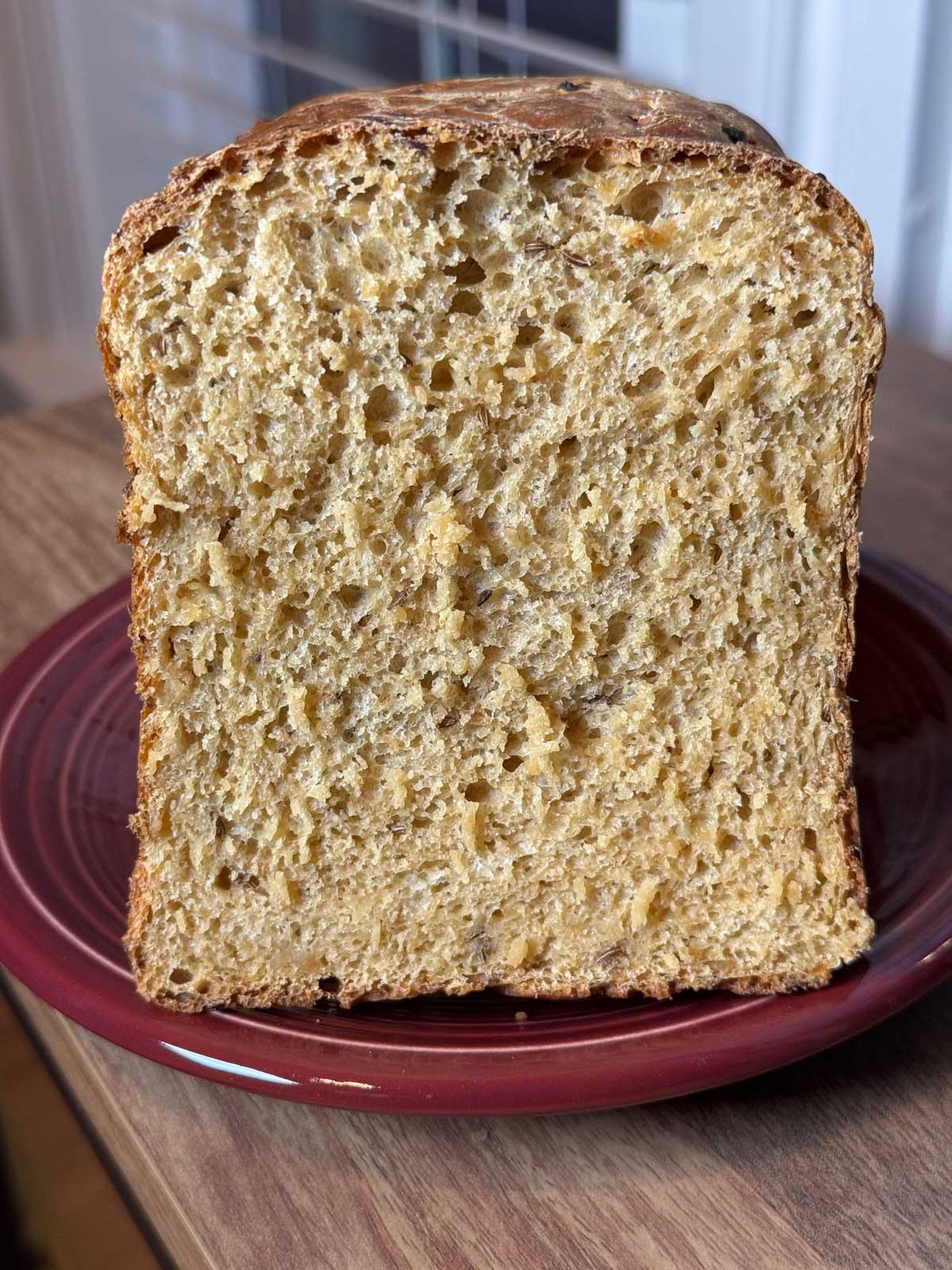 Sliced Caraway Cottage Cheese Bread with tasty wheat germ!