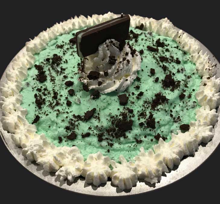 Frozen Grasshopper Pie made with Creme de Menthe