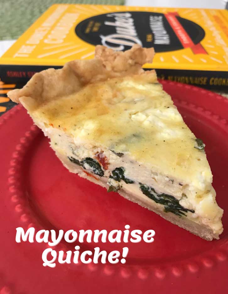Mayonnaise Quiche with sun dried tomatoes, feta and spinach